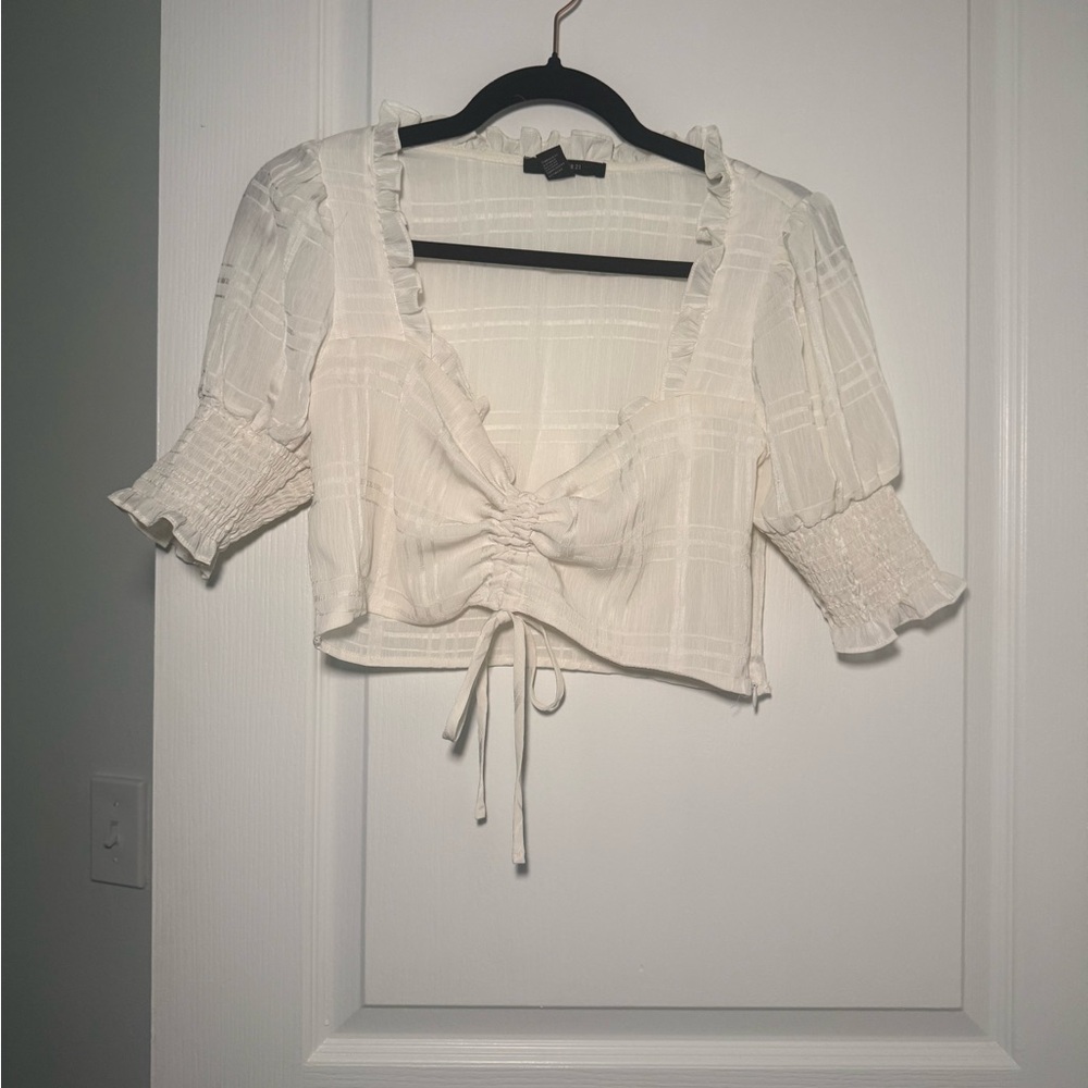 White Ruffled Women's Top